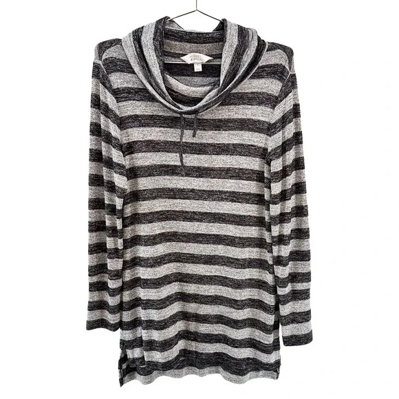 MARKET & SPRUCE Granita Cowl Neck Stripe Sweater Dress • Small • gray - Picture 1 of 6